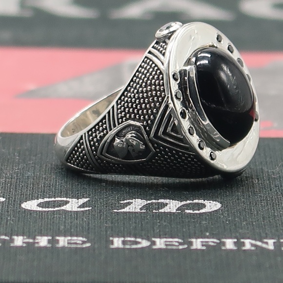 Sterling Silver Onyx Diamond Ring - Picture 3 of 4